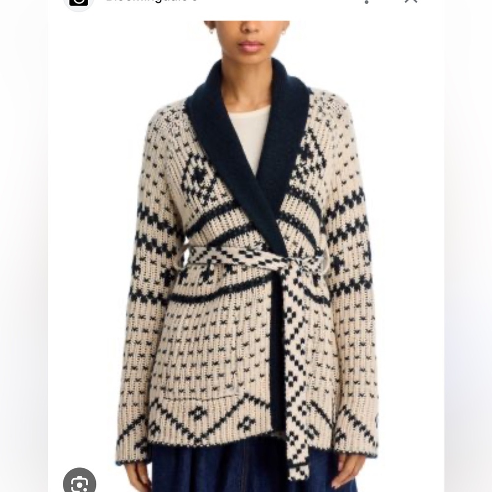 THE GREAT. Black and Cream Patterned Cardigan - Picture 2 of 8